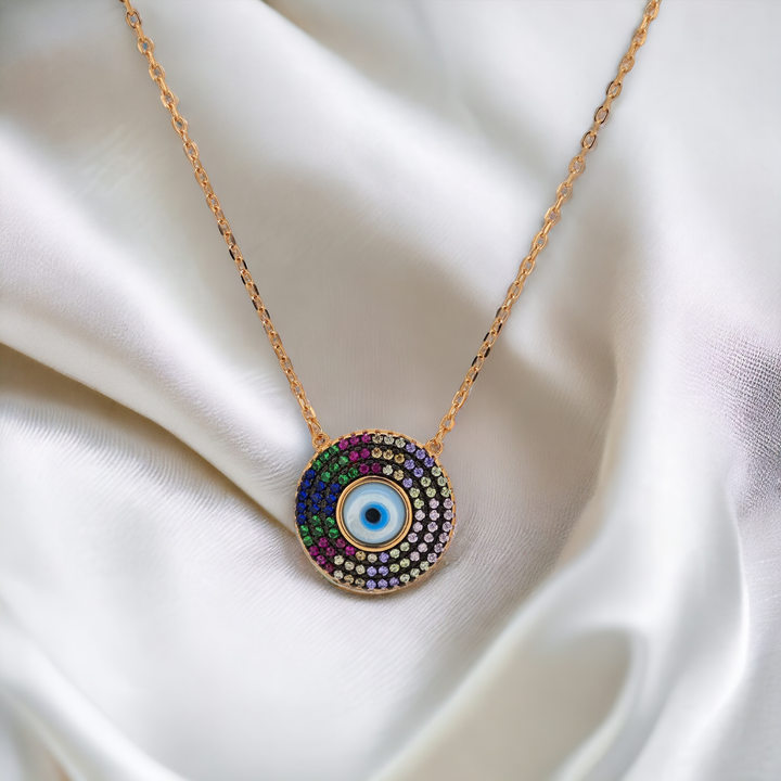 925 silver pendant with chain - "An evil eye pendant that speaks volumes with its quiet sophistication.