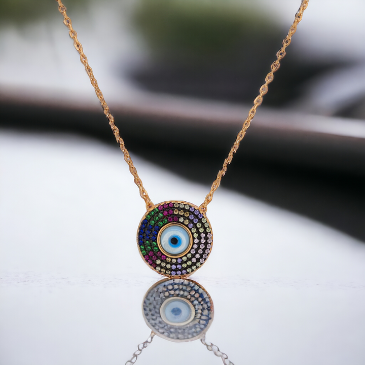 925 silver pendant with chain - "An evil eye pendant that speaks volumes with its quiet sophistication.