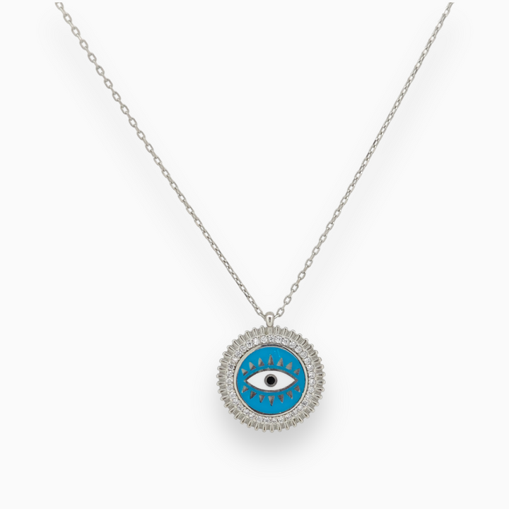 925 silver pendant with chain - "An evil eye pendant that speaks volumes with its quiet sophistication.