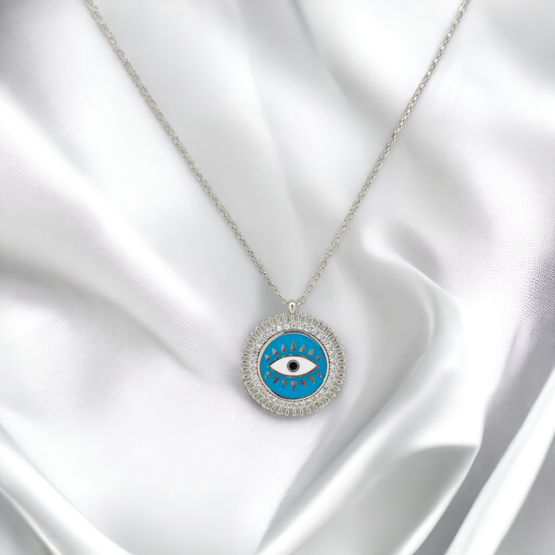 925 silver pendant with chain - "An evil eye pendant that speaks volumes with its quiet sophistication.