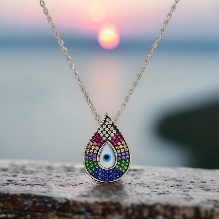 925 silver pendant with chain - "An evil eye pendant that speaks volumes with its quiet sophistication. Perfectly BeSilver."